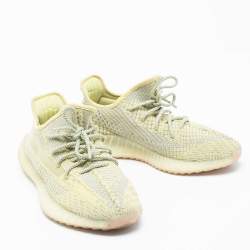 Pre Owned Yeezy x adidas Lime Yellow Knit Fabric Boost 350 V2 Antlia Low-Top Sneakers Size 42 2/3