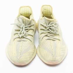 Pre Owned Yeezy x adidas Lime Yellow Knit Fabric Boost 350 V2 Antlia Low-Top Sneakers Size 42 2/3