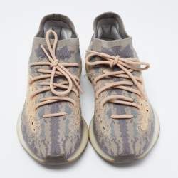 Pre Owned Yeezy x adidas Grey/Beige Knit Fabric Boost 380 Mist Low-Top Sneakers Size 43 1/3