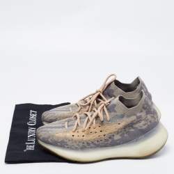 Pre Owned Yeezy x adidas Grey/Beige Knit Fabric Boost 380 Mist Low-Top Sneakers Size 43 1/3