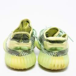 Pre Owned Yeezy x adidas Green Knit Fabric Boost 350 V2 Semi Frozen Sneakers Size 43 2/3