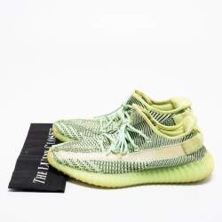 Pre Owned Yeezy x adidas Green Knit Fabric Boost 350 V2 Semi Frozen Sneakers Size 43 2/3