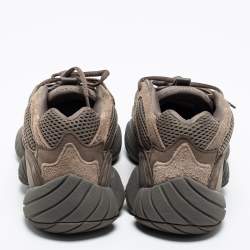Yeezy x Adidas Brown/Olive Green Mesh and Suede 500 Clay Sneakers Size 47 1/3