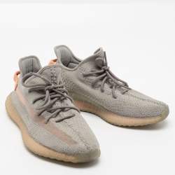 Pre Owned Yeezy x Adidas Grey Knit Fabric Boost 350 V2 True Form Sneakers Size 46