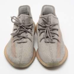 Pre Owned Yeezy x Adidas Grey Knit Fabric Boost 350 V2 True Form Sneakers Size 46