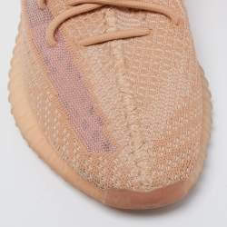 Pre Owned Yeezy x Adidas Orange Knit Fabric Boost 350 V2 Clay Sneakers Size 46
