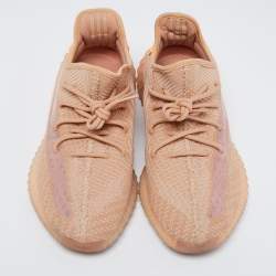 Pre Owned Yeezy x Adidas Orange Knit Fabric Boost 350 V2 Clay Sneakers Size 46