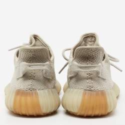 Pre Owned Yeezy x adidas Grey Knit Fabric Boost 350 V2 Sesame Low-Top Sneakers Size 42