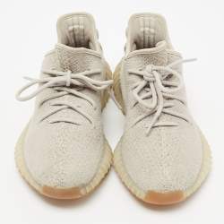 Pre Owned Yeezy x adidas Grey Knit Fabric Boost 350 V2 Sesame Low-Top Sneakers Size 42
