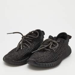 Pre Owned Yeezy x Adidas Black Knit Fabric Boost 350 Pirate Black Sneakers Size 41 1/3