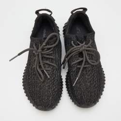 Pre Owned Yeezy x Adidas Black Knit Fabric Boost 350 Pirate Black Sneakers Size 41 1/3