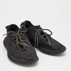 Pre Owned Yeezy x Adidas Black Knit Fabric Boost 350 Pirate Black Sneakers Size 41 1/3