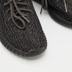 Pre Owned Yeezy x Adidas Black Knit Fabric Boost 350 Pirate Black Sneakers Size 41 1/3