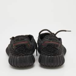 Pre Owned Yeezy x Adidas Black Knit Fabric Boost 350 Pirate Black Sneakers Size 41 1/3