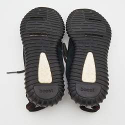 Pre Owned Yeezy x Adidas Black Knit Fabric Boost 350 Pirate Black Sneakers Size 41 1/3