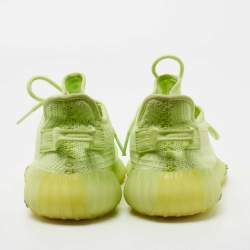 Pre Owned Yeezy x Adidas Neon Green Knit Fabric Boost 350 V2 Glow Sneakers Size 41 1/3