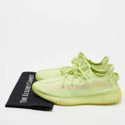 Pre Owned Yeezy x Adidas Neon Green Knit Fabric Boost 350 V2 Glow Sneakers Size 41 1/3