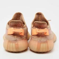 Pre Owned Yeezy x Adidas Light Orange Knit Fabric Boost 350 V2 Clay Low-Top Sneakers Size 39 1/3