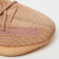 Pre Owned Yeezy x Adidas Light Orange Knit Fabric Boost 350 V2 Clay Low-Top Sneakers Size 39 1/3