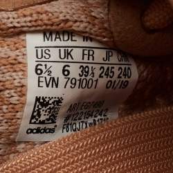 Pre Owned Yeezy x Adidas Light Orange Knit Fabric Boost 350 V2 Clay Low-Top Sneakers Size 39 1/3