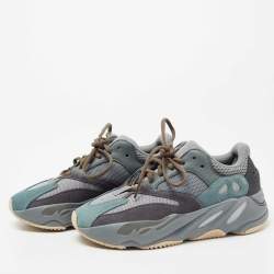 Pre Owned Yeezy x Adidas Blue/Grey Suede and Mesh Boost 700 Teal Blue Sneakers Size 38 2/3