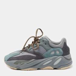 Pre Owned Yeezy x Adidas Blue/Grey Suede and Mesh Boost 700 Teal Blue Sneakers Size 38 2/3