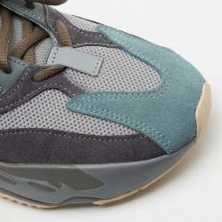 Pre Owned Yeezy x Adidas Blue/Grey Suede and Mesh Boost 700 Teal Blue Sneakers Size 38 2/3