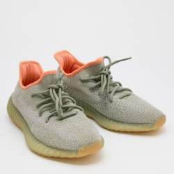 Yeezy x Adidas Grey Knit Fabric Boost 350 V2 Desert Sage Reflective Sneakers 41 1/3