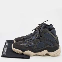 Pre Owned Yeezy x Adidas Blue/Grey Neoprene and Suede Yeezy 500 High Slate Sneakers Size 46 2/3