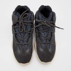 Pre Owned Yeezy x Adidas Blue/Grey Neoprene and Suede Yeezy 500 High Slate Sneakers Size 46 2/3