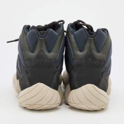 Pre Owned Yeezy x Adidas Blue/Grey Neoprene and Suede Yeezy 500 High Slate Sneakers Size 46 2/3
