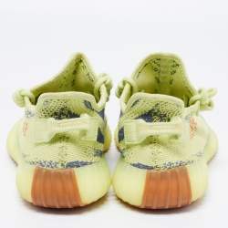 Pre Owned Yeezy x Adidas Green Knit Fabric Boost 350 V2 Sneakers Size 41 1/3