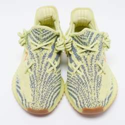 Pre Owned Yeezy x Adidas Green Knit Fabric Boost 350 V2 Sneakers Size 41 1/3