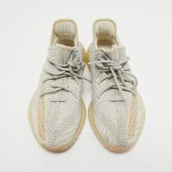 Pre Owned Yeezy x Adidas Grey /Cream Knit Fabric Boost 350 V2 Lundmark Sneakers Size 44