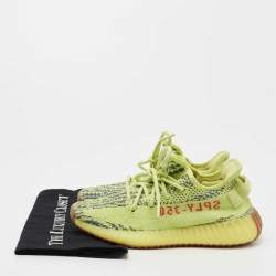 Pre Owned Yeezy x Adidas Green/Blue Knit Fabric Boost 350 V2 Semi Frozen Sneakers Size 36 2/3