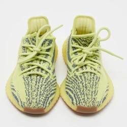 Pre Owned Yeezy x Adidas Green/Blue Knit Fabric Boost 350 V2 Semi Frozen Sneakers Size 36 2/3