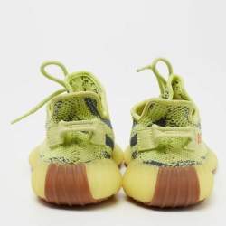 Pre Owned Yeezy x Adidas Green/Blue Knit Fabric Boost 350 V2 Semi Frozen Sneakers Size 36 2/3