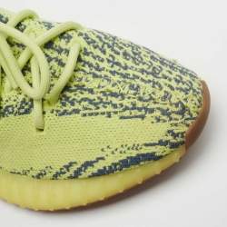 Pre Owned Yeezy x Adidas Green/Blue Knit Fabric Boost 350 V2 Semi Frozen Sneakers Size 36 2/3
