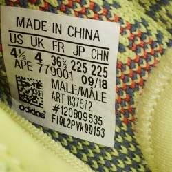 Pre Owned Yeezy x Adidas Green/Blue Knit Fabric Boost 350 V2 Semi Frozen Sneakers Size 36 2/3