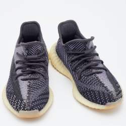 Pre Owned Yeezy x Adidas Black Knit Fabric Boost 350 V2 Carbon Sneakers Size 42