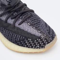 Pre Owned Yeezy x Adidas Black Knit Fabric Boost 350 V2 Carbon Sneakers Size 42