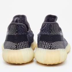 Pre Owned Yeezy x Adidas Black Knit Fabric Boost 350 V2 Carbon Sneakers Size 42