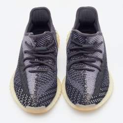 Pre Owned Yeezy x Adidas Black Knit Fabric Boost 350 V2 Carbon Sneakers Size 42