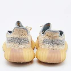 Pre Owned Yeezy x Adidas Beige/Grey Knit Fabric Boost 350 V2 Linen Sneakers Size 40