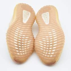 Pre Owned Yeezy x Adidas Beige/Grey Knit Fabric Boost 350 V2 Linen Sneakers Size 40