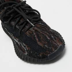 Pre Owned adidas x Yeezy Brown/Black Mesh and Fabric 350 V2 MX Rock Sneakers Size 411/3