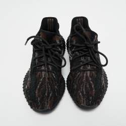 Pre Owned adidas x Yeezy Brown/Black Mesh and Fabric 350 V2 MX Rock Sneakers Size 411/3
