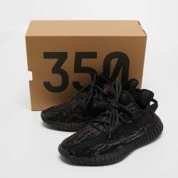 Pre Owned adidas x Yeezy Brown/Black Mesh and Fabric 350 V2 MX Rock Sneakers Size 411/3