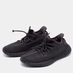 مملوكة مسبقًا Yeezy x Adidas Black Knit Fabric Boost 350 V2 Static Black Sneakers Size 44
