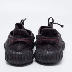 مملوكة مسبقًا Yeezy x Adidas Black Knit Fabric Boost 350 V2 Static Black Sneakers Size 44